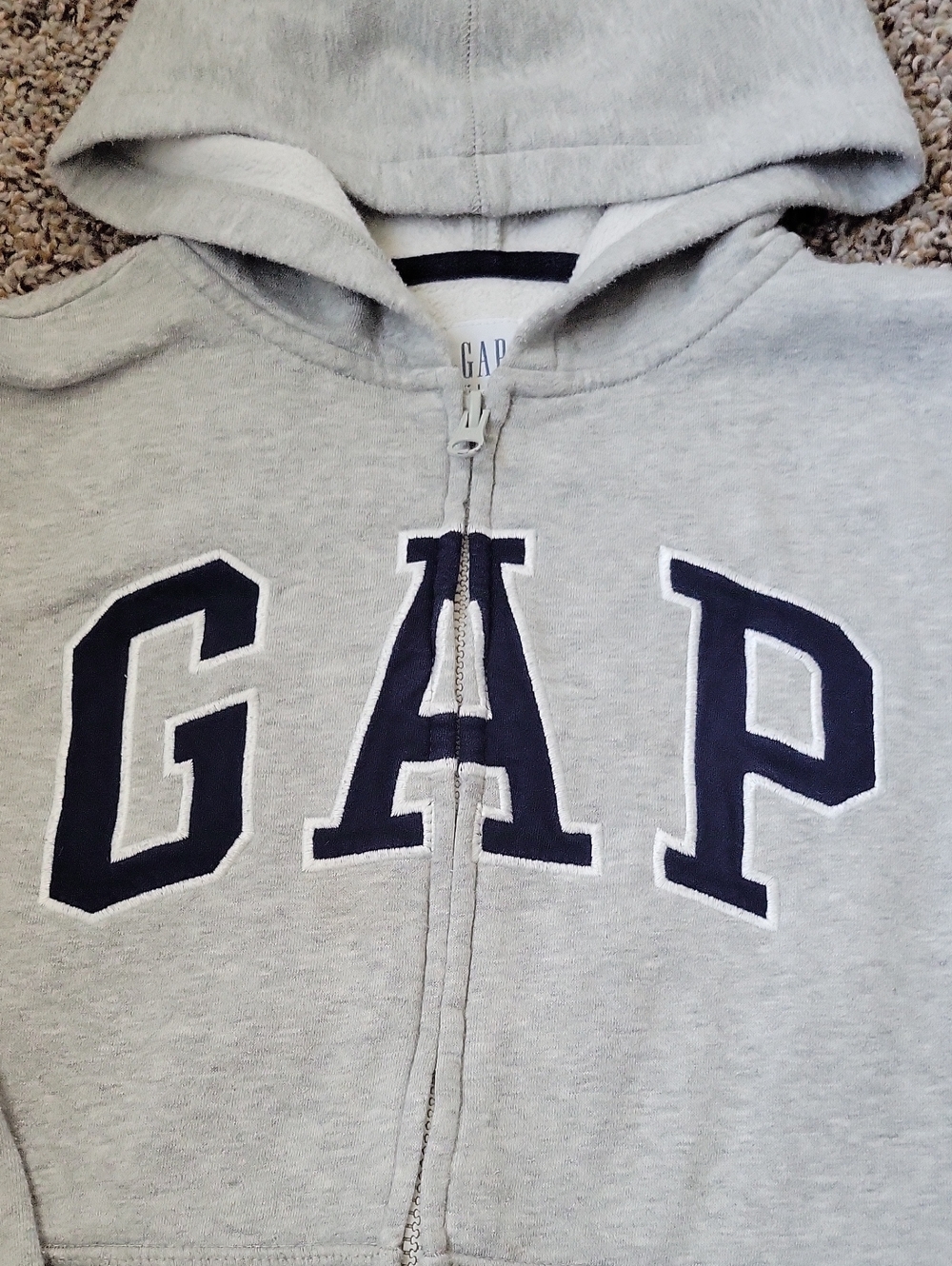 GAP Light Gray Zip Hoodie with Navy Logo - Picture 2 of 5